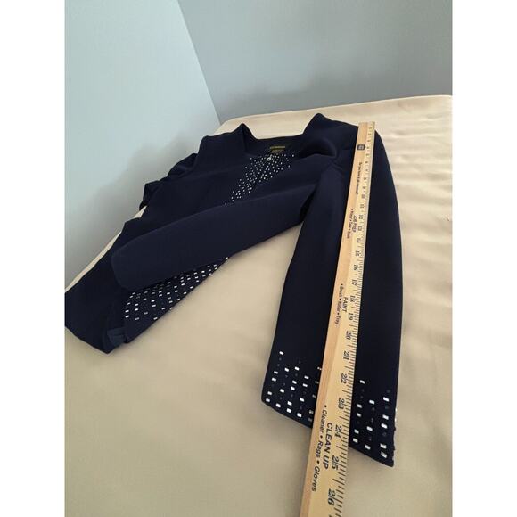 Susanna Jacket Women's Size 22 Navy Embellished Collarless Stretch Full Zipper - Picture 10 of 10